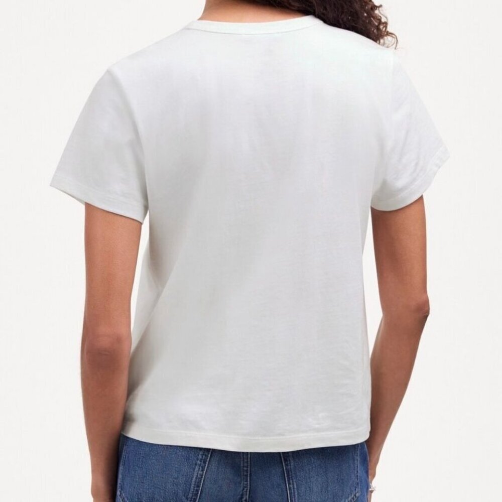 NWT Madewell Cotton Perfect Crewneck Tee in Eyelet White - Size: XXS - Picture 8 of 10